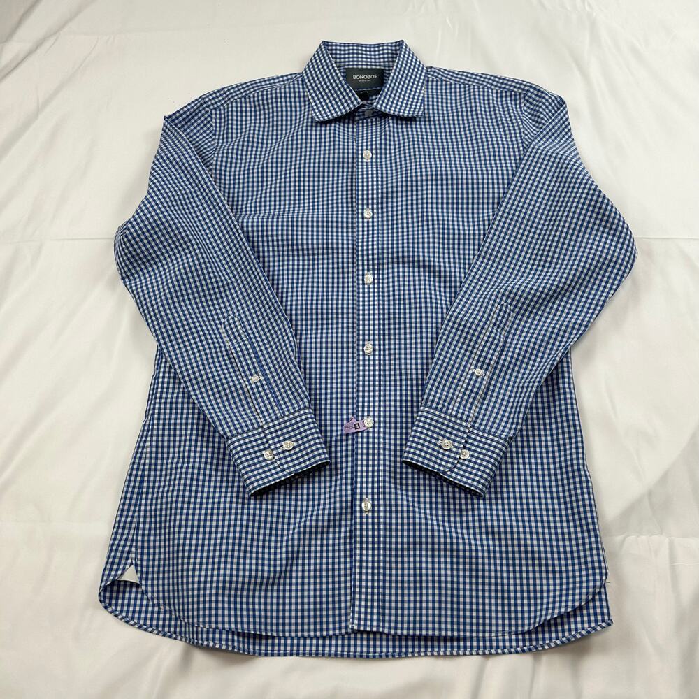 Bonobos Men’s Light Blue Check Slim Fit Shirt 16.5/34 Excellent